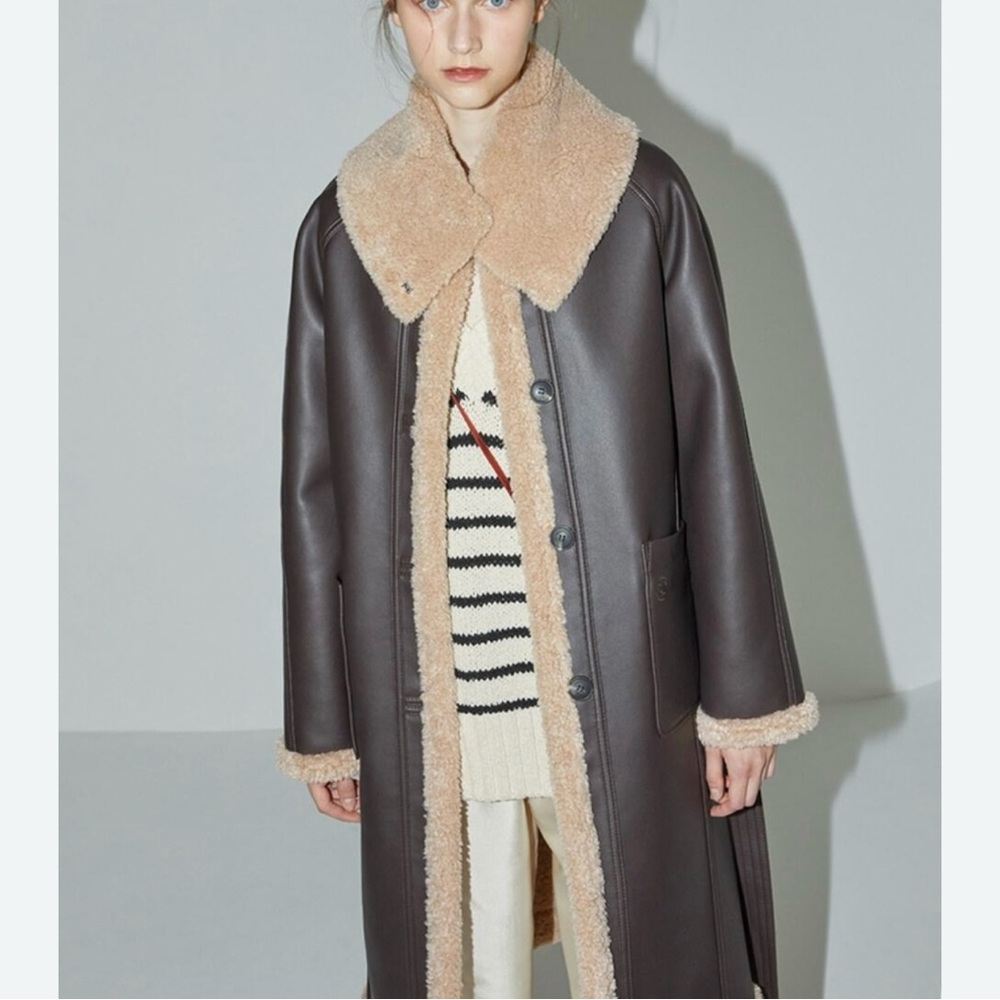FRONTROW X RECTO Reversible Eco Shearing Coat size S brown beige